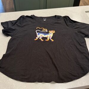 Maeve Black Tee with Vibrant Animal Graphic